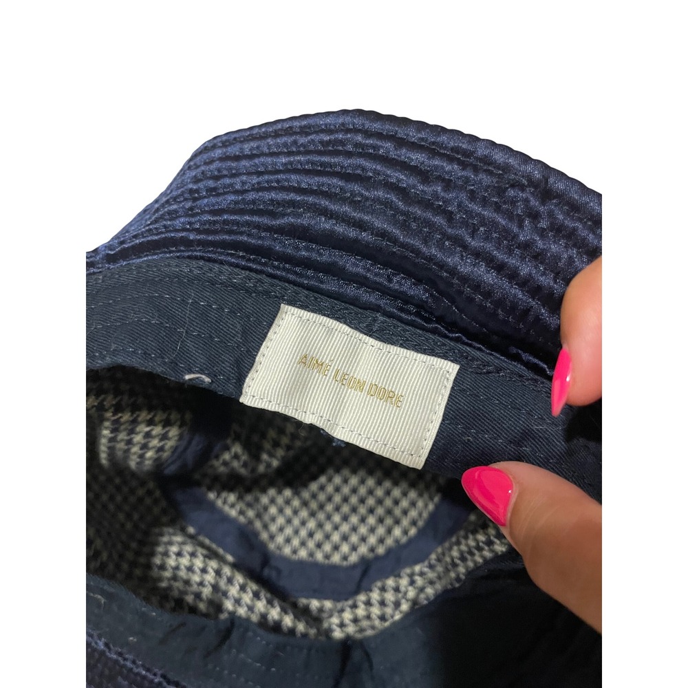 Aime Leon Dore Navy White Houndstooth Bucket Hat Large XL - Picture 5 of 5